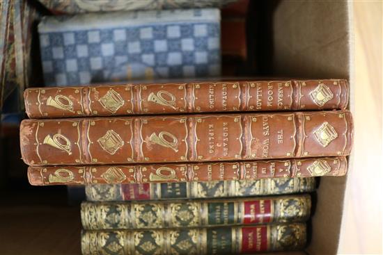 A collection of quarter calf volumes of Kipling and Marryatts Works